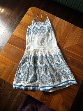 Paisley People Sundress with Blue Floral Print Indian Indigo Summer Small